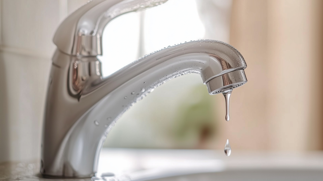 Water dripping from faucet