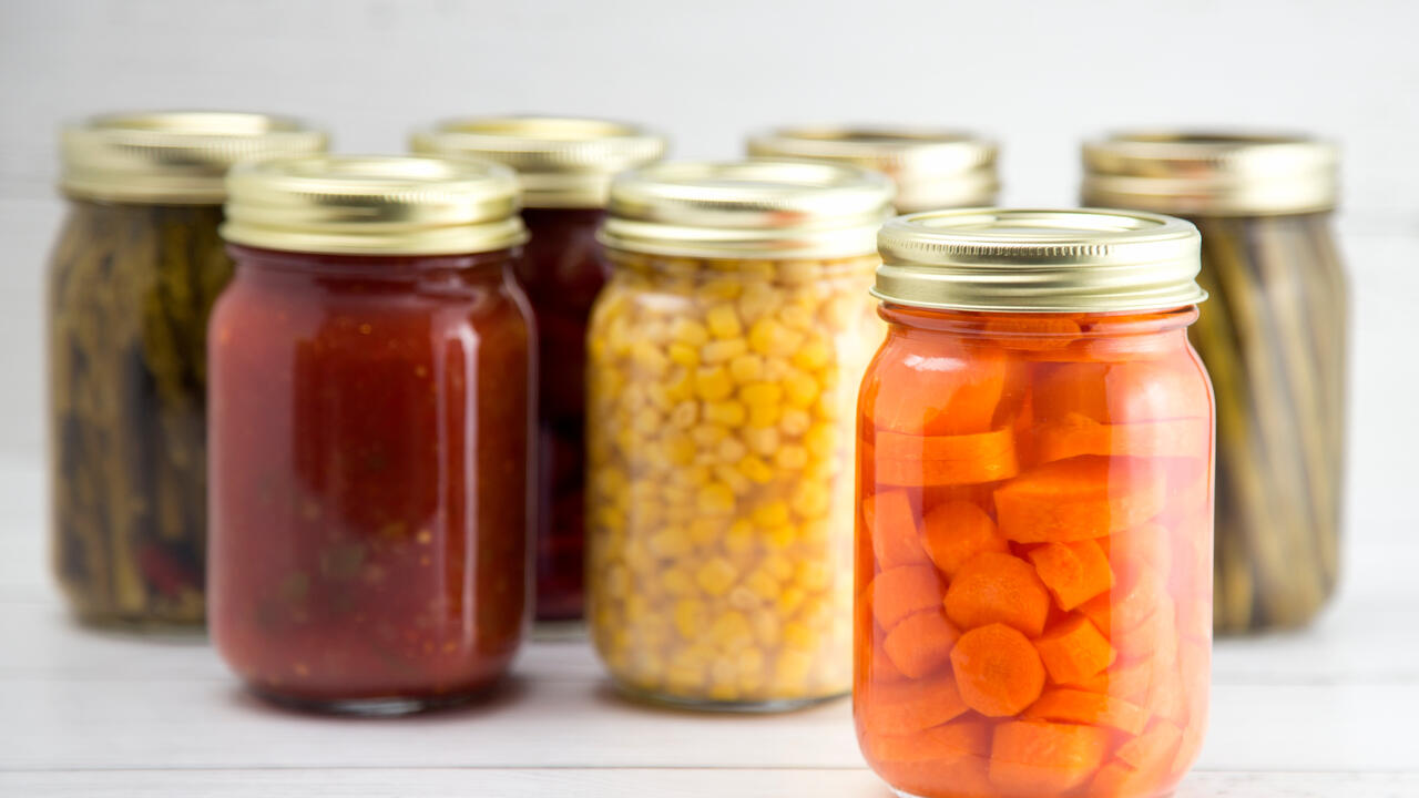 Canned Vegetables in Mason Jars