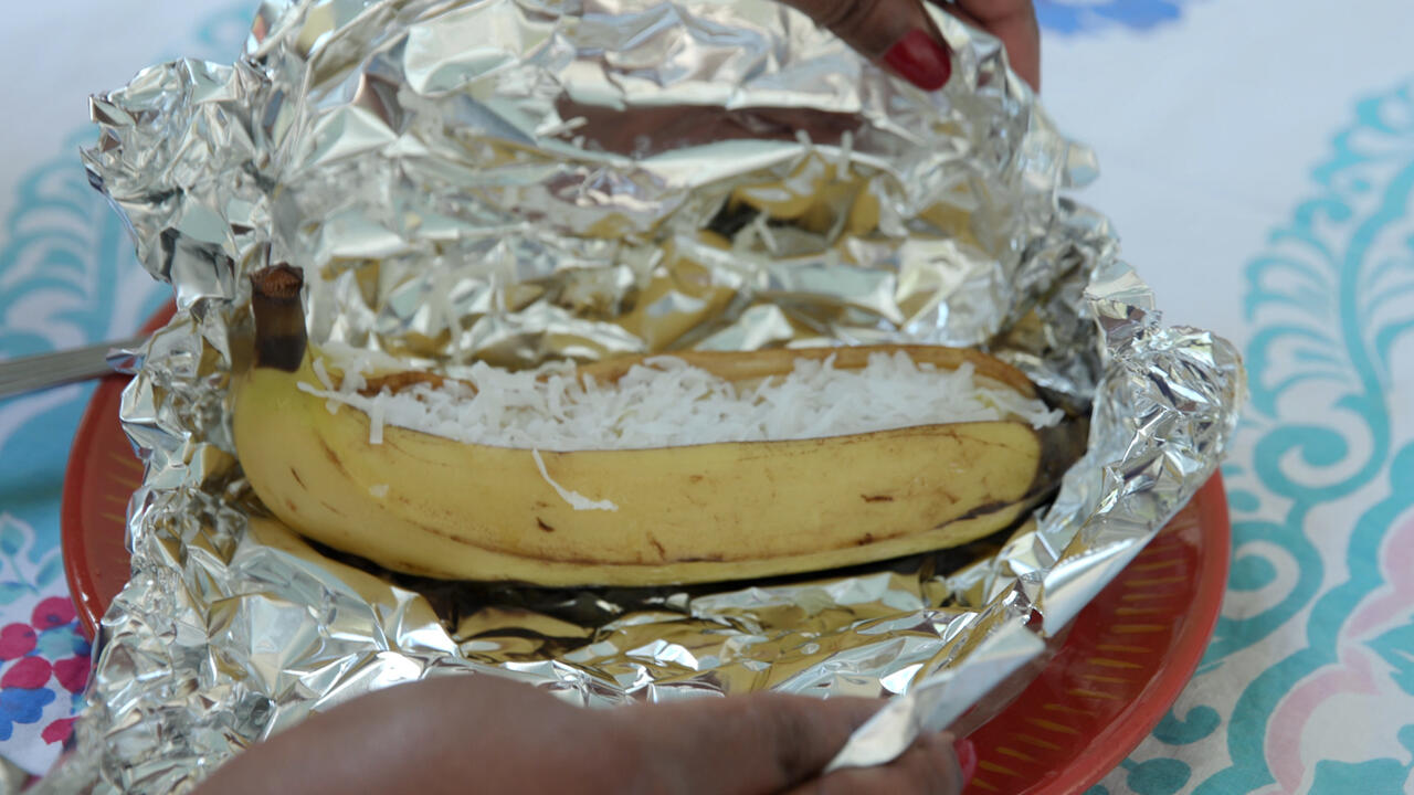 Banana in aluminum foil