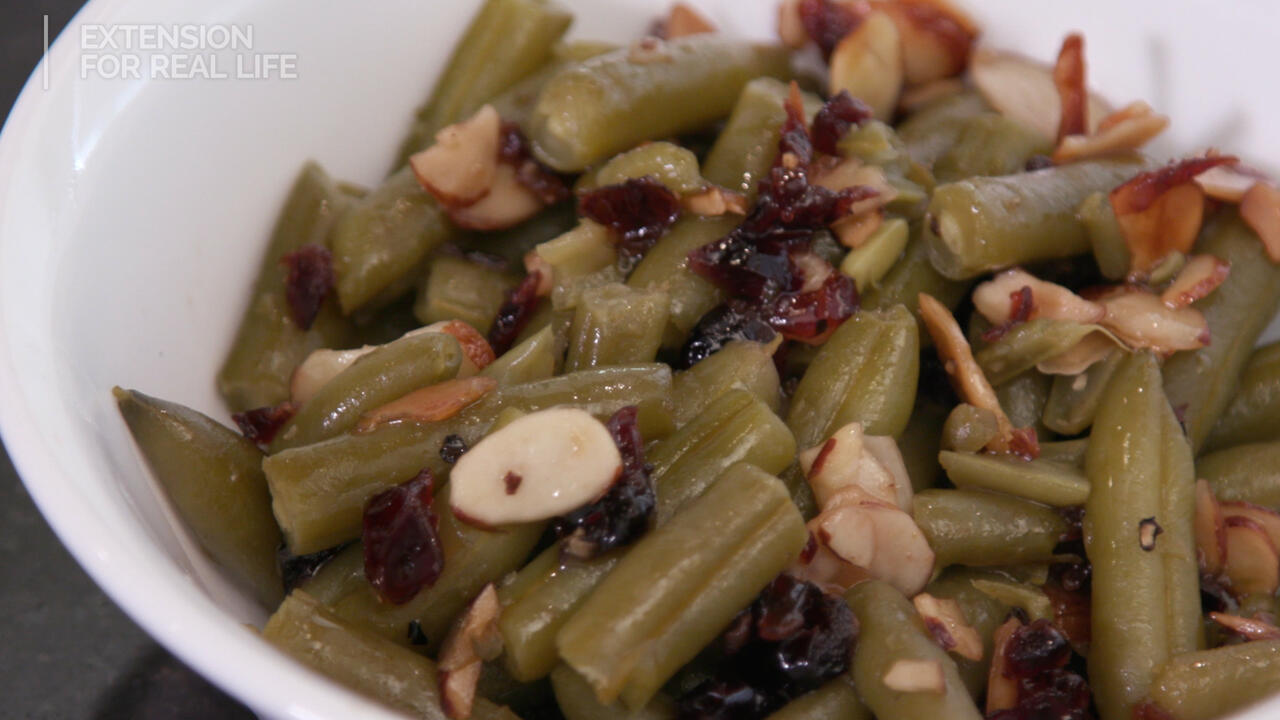 Green Bean, Cranberry and Nut Salad in a bowl