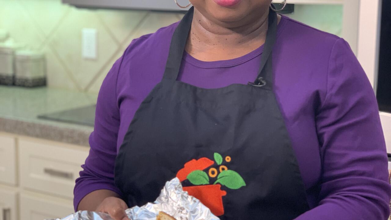 A woman in a kitchen.