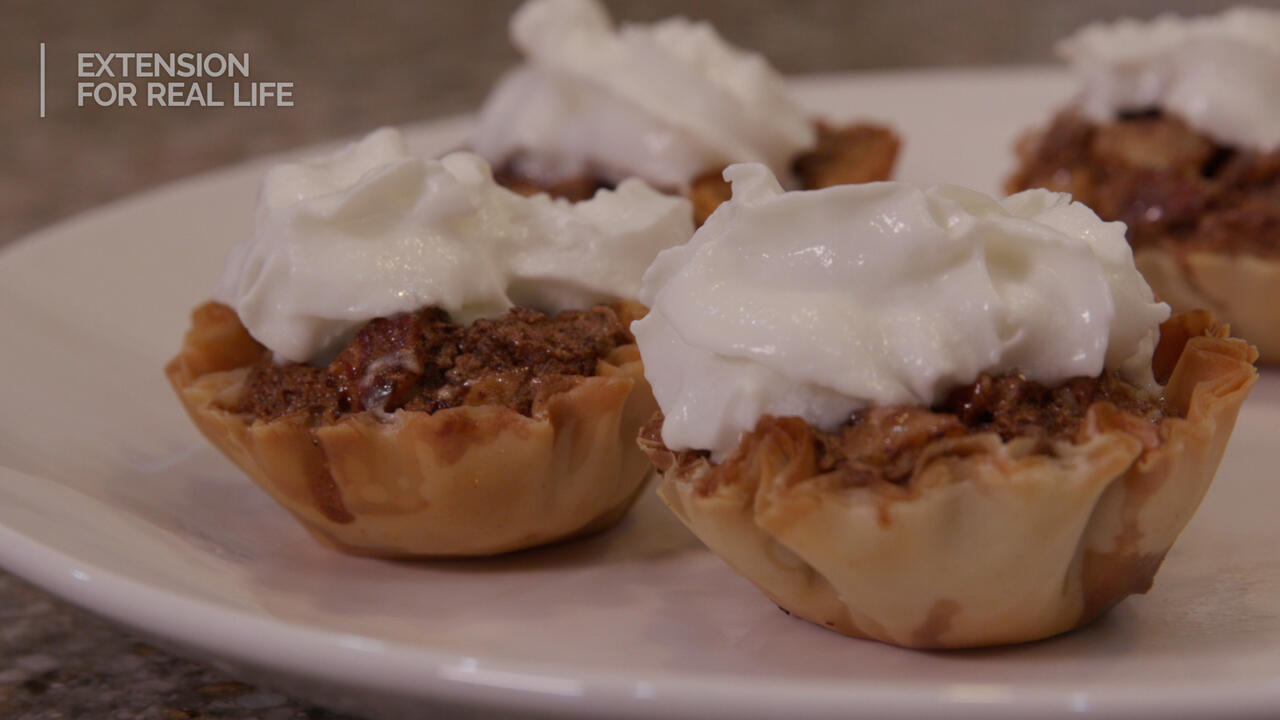 Cinnamon Walnut Pecan Pie Bites on a plate