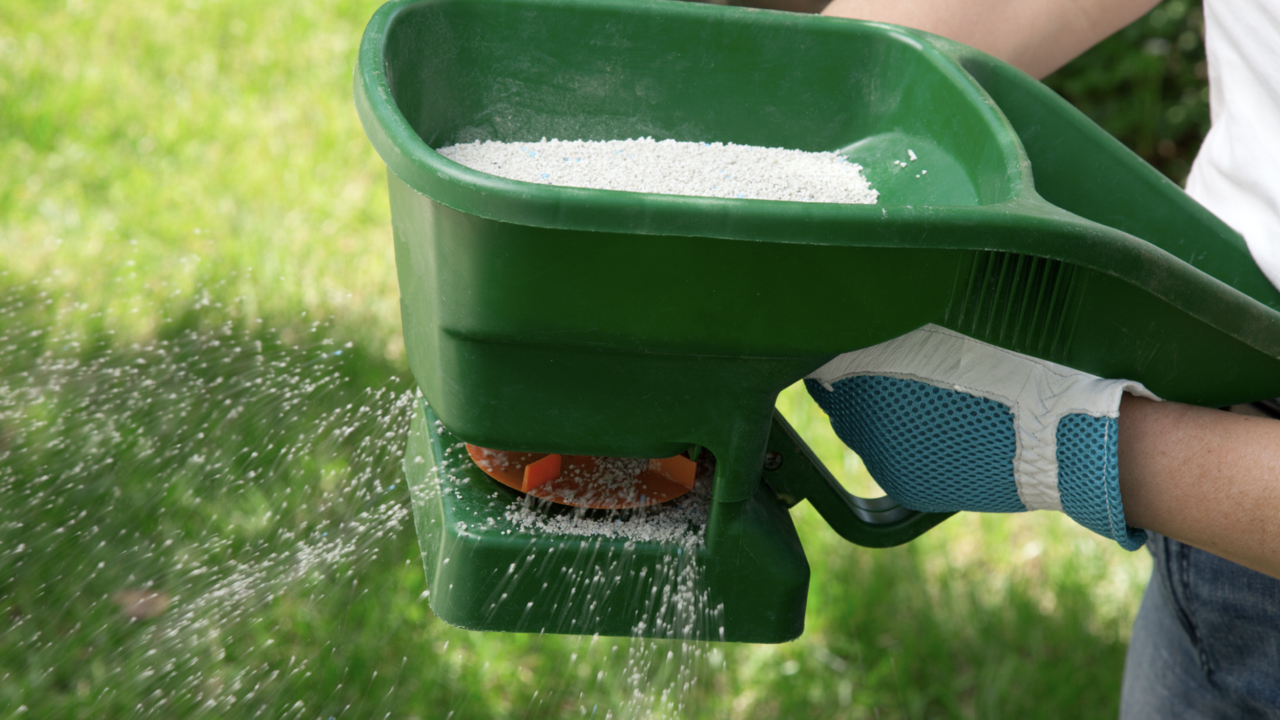 A person using a green manual fertilizer.