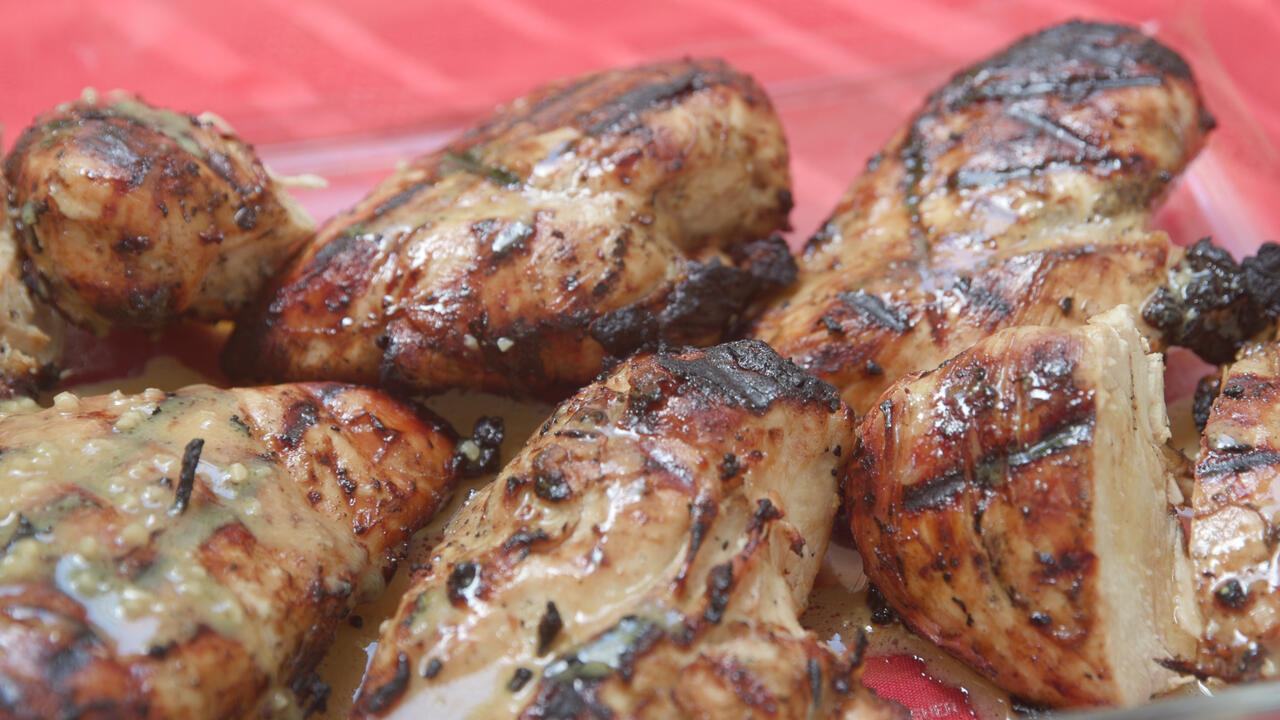Grilled marinated chicken breasts