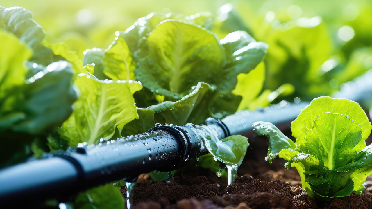 Irrigation watering system in a garden
