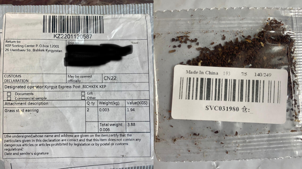 Side-by-side images showing exterior packaging materials and close-up seed packet.