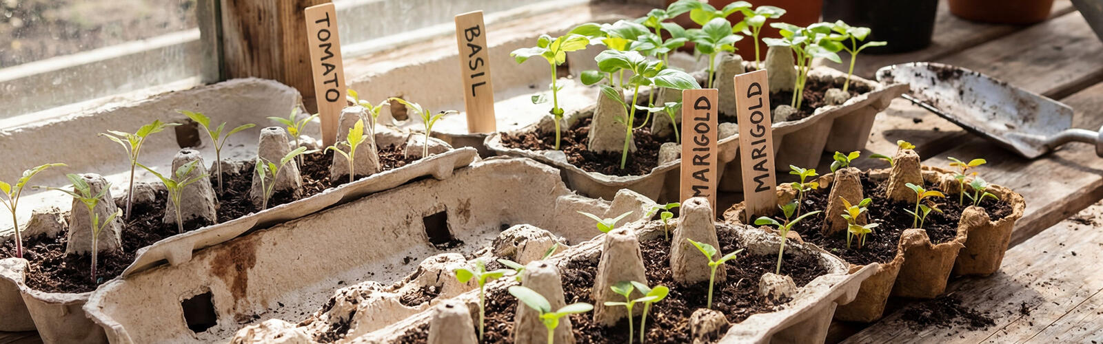 Egg cartons with seeds