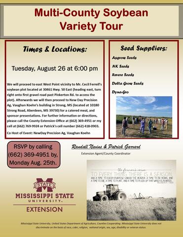 Multi-County Soybean Variety Tour Flyer-Monroe/Clay