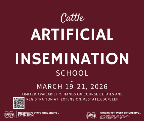 Cattle Artificial Insemination School to be held March 19-21, 2026.
