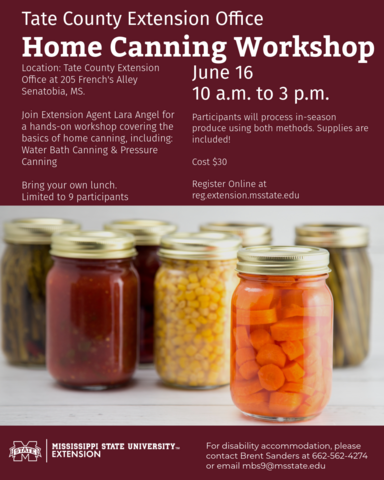 Tate County Home Canning Workshop