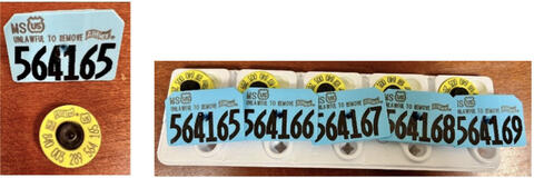 Examples of swine ear tags.