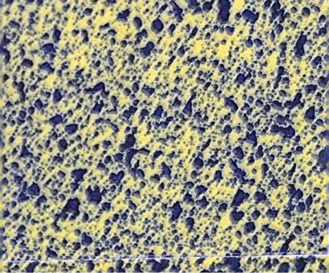 A black and yellow pattern of dots that shows the spray pattern of 60 psi.