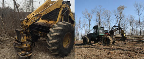 Two pieces of logging equipment designed to be used in plantations.