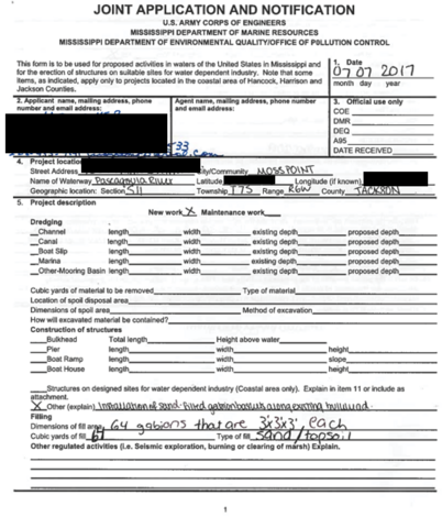 Sample completed application. 
