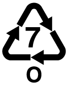 Recycling triangle labeled with 7 and O.