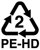 Recycling triangle labeled with 2 and PE-HD.