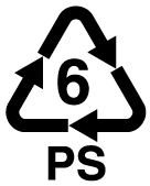 Recycling triangle labeled with 6 and PS.