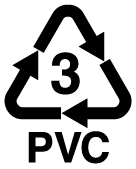 Recycling triangle labeled with 3 and PVC.