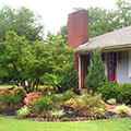 Planting beds around a home's front door