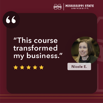 MSU social media post by Nicole E., &quot;This course transformed my business.&quot;