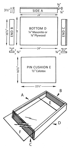 See table for specific measurements, quantities, and materials.