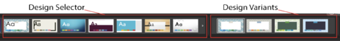Screenshot showing where to select designs and variants.