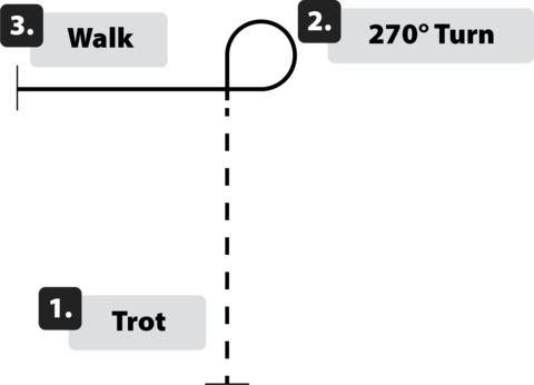 A horse pattern with the steps listed after the caption.