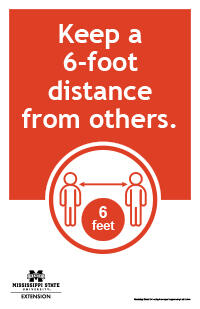 Poster with text &quot;Keep a 6-foot distance from others.&quot;