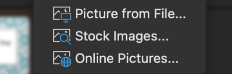 Screenshot showing image selection options.