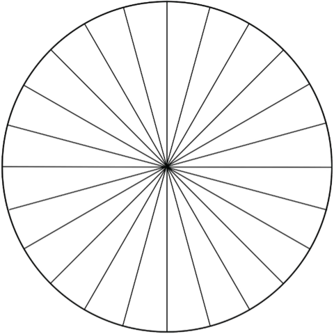 A circle divided into 24 slices.