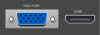 Examples of VGA and HDMI ports.