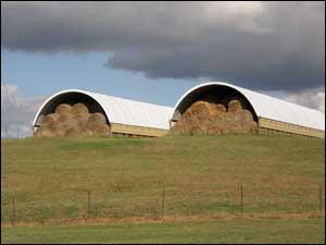 Hay stored in tunnels
