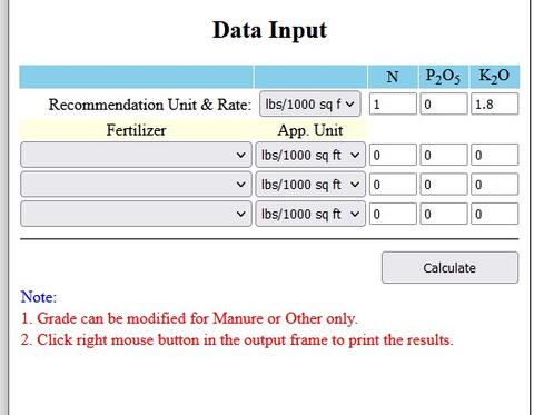 Screenshot with data entered.