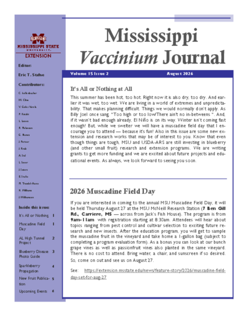 Preview of Mississippi Vaccinium Journal - August 2026