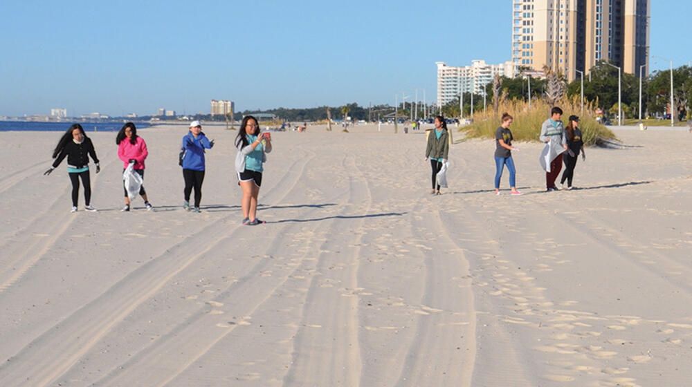 People on a beach.