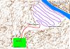 Graphic showing of map a zigzag pattern used to blood trail deer.