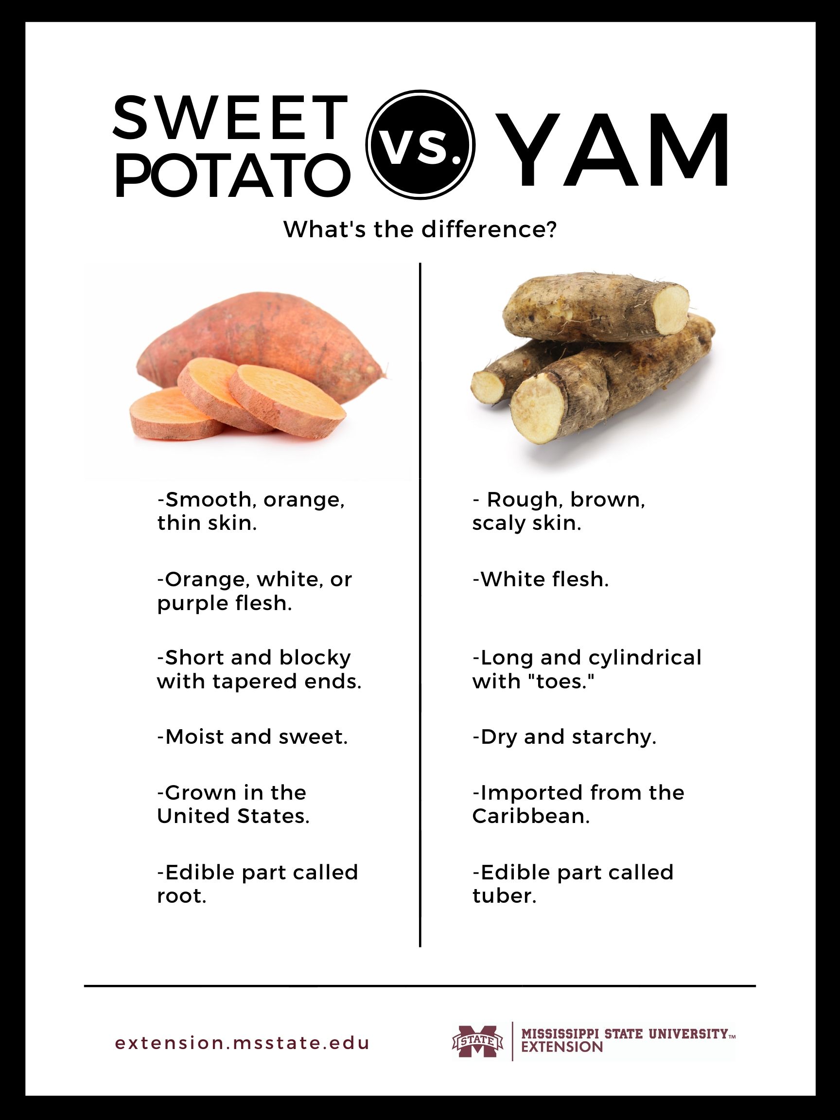 Sweet Potatoes vs. Yams: What's the Difference? | Mississippi State  University Extension Service